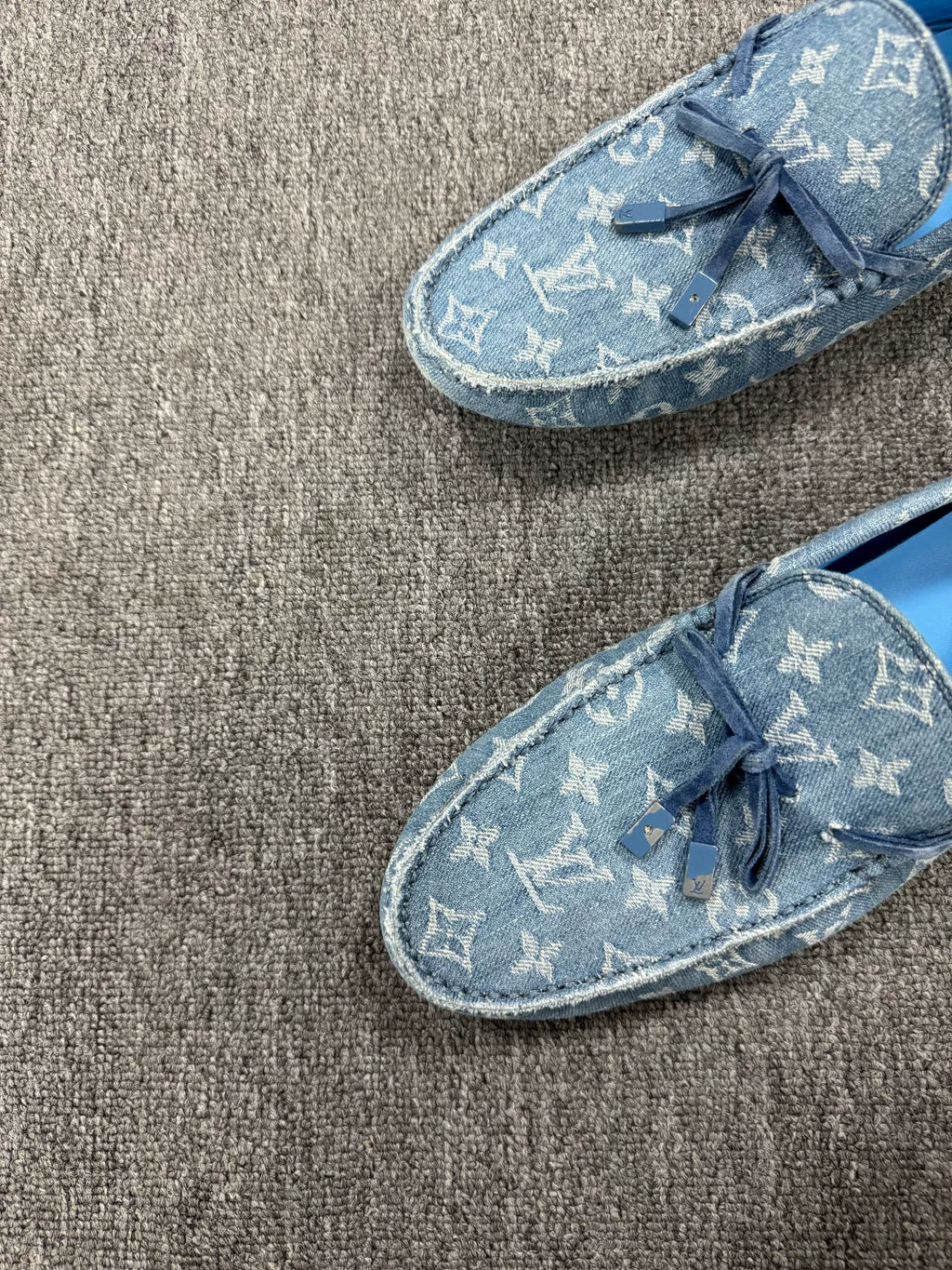 Louis Vuitton Denim Blue Leather Loafers