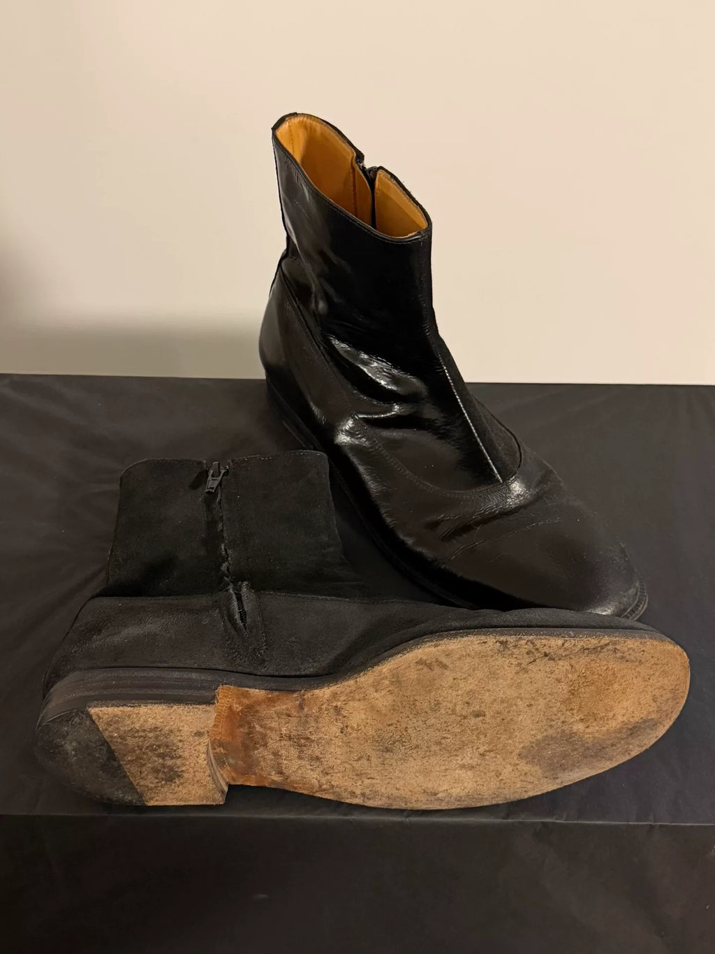 Maison Martin Margiela 2000s Gradient Patent-to-Suede Leather Boots