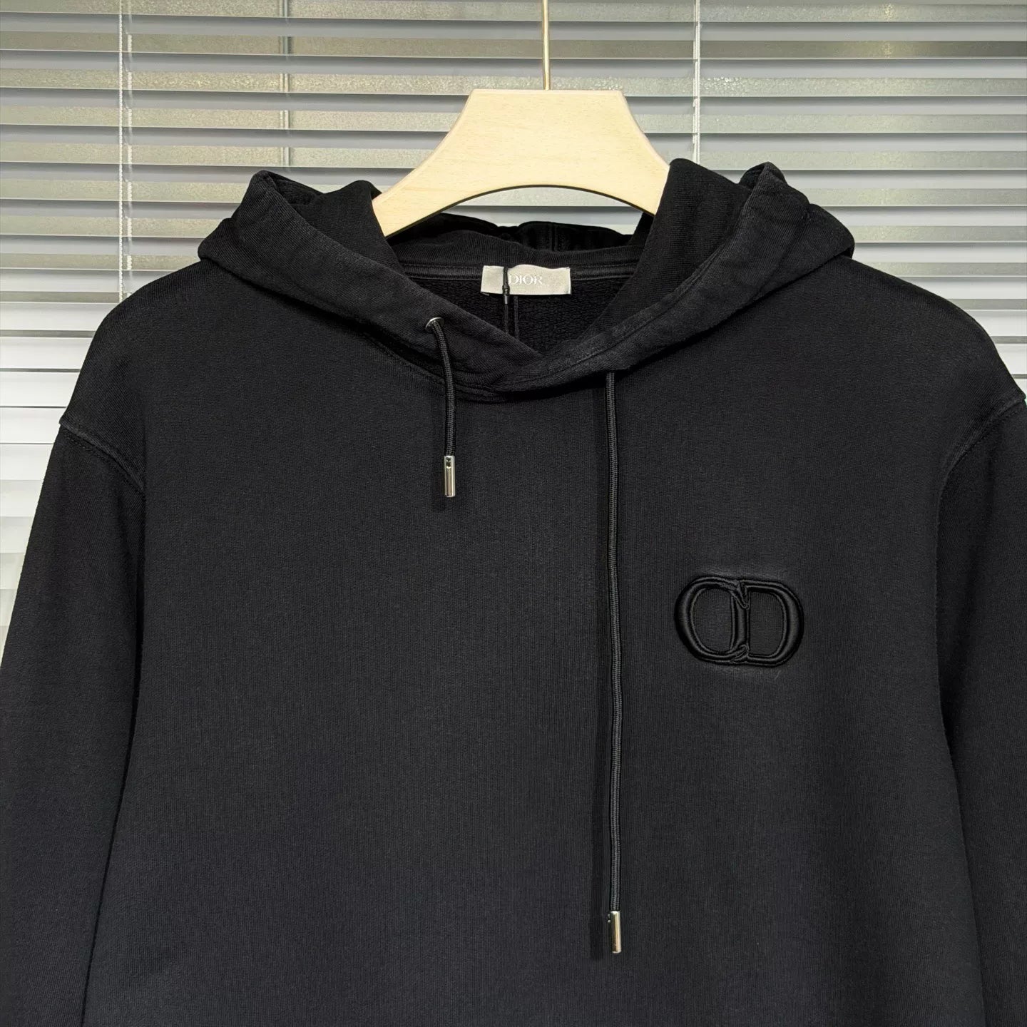 Dior Hooded Essentials CD Embroidered Logo Cotton Black Hoodie