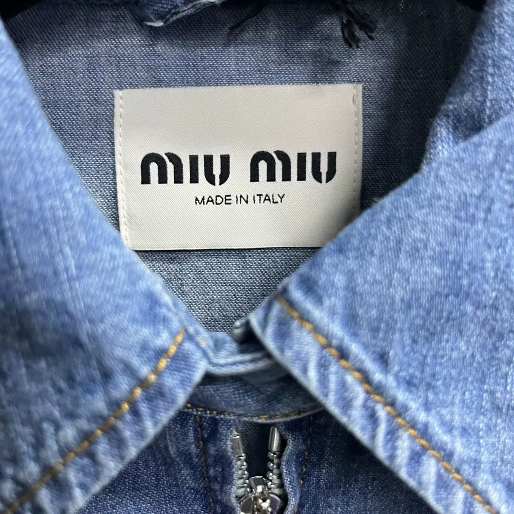 Miu Miu Cotton Zip-Up Denim Jacket