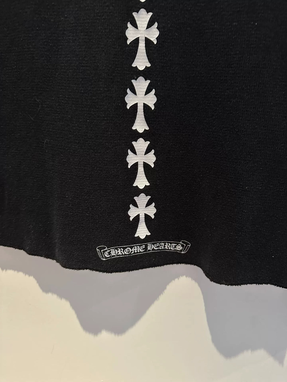 Chrome Hearts Black Waffle Grid Dragon Spine Cross Print Top