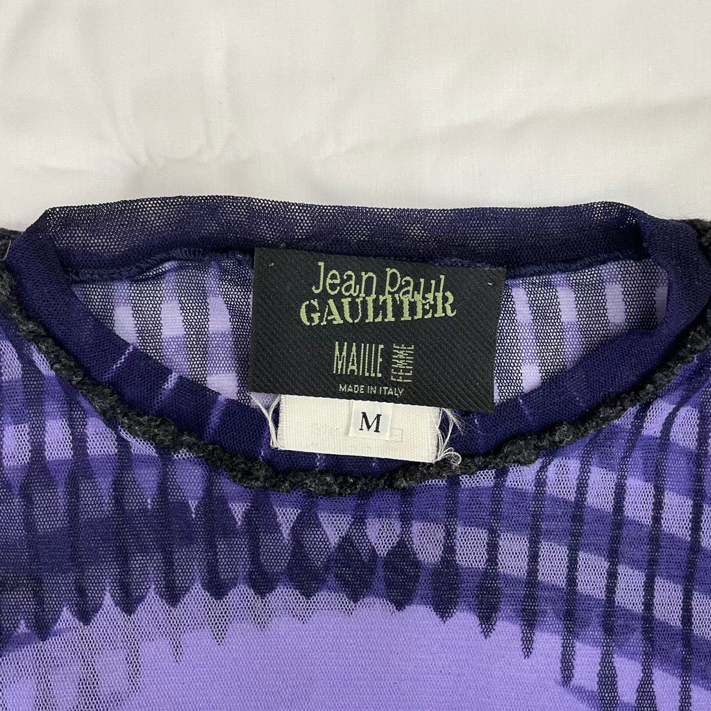 2001 Fall/Winter Jean Paul Gaultier Woman's Face Print Mesh T-Shirt