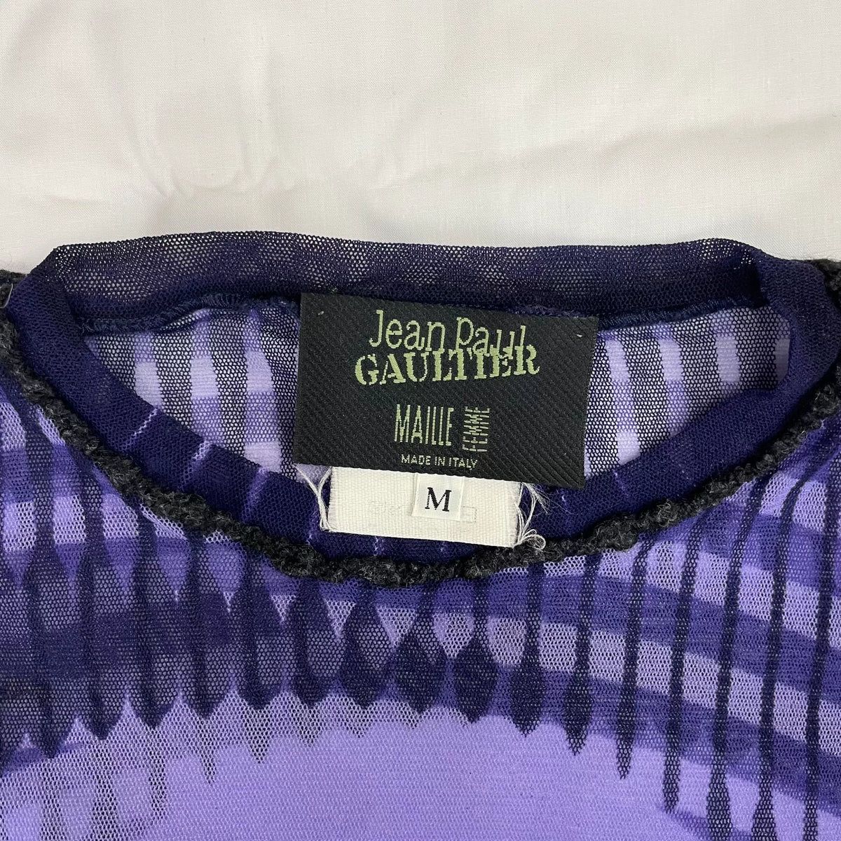 2001 Fall/Winter Jean Paul Gaultier Woman's Face Print Mesh T-Shirt