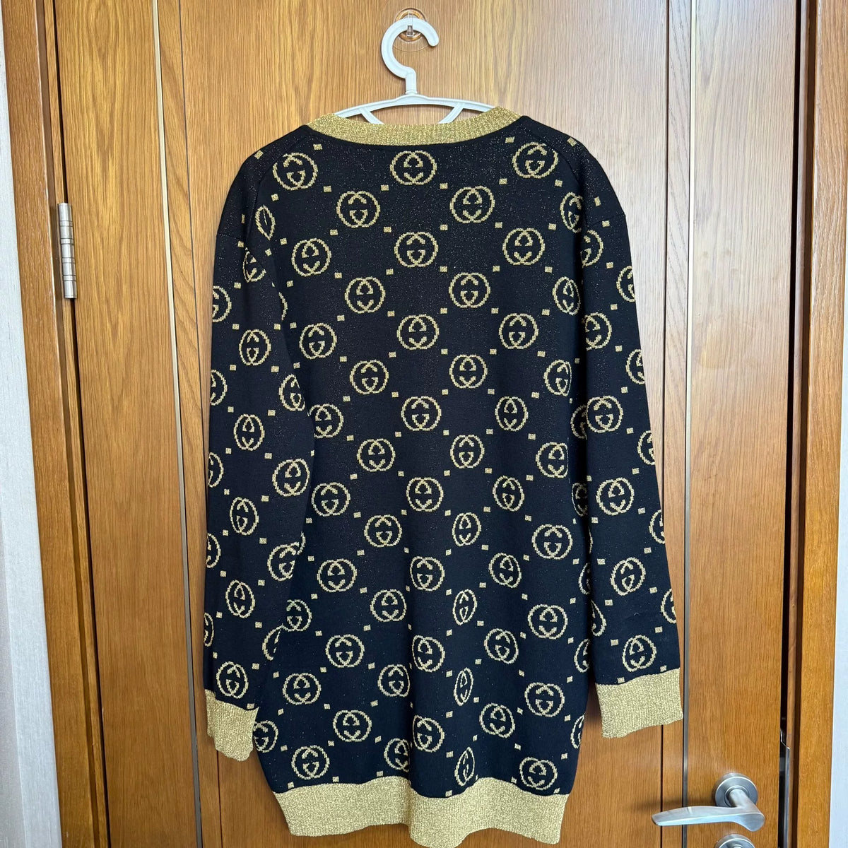 Gucci Black Gold Double G All-Over Print Cardigan