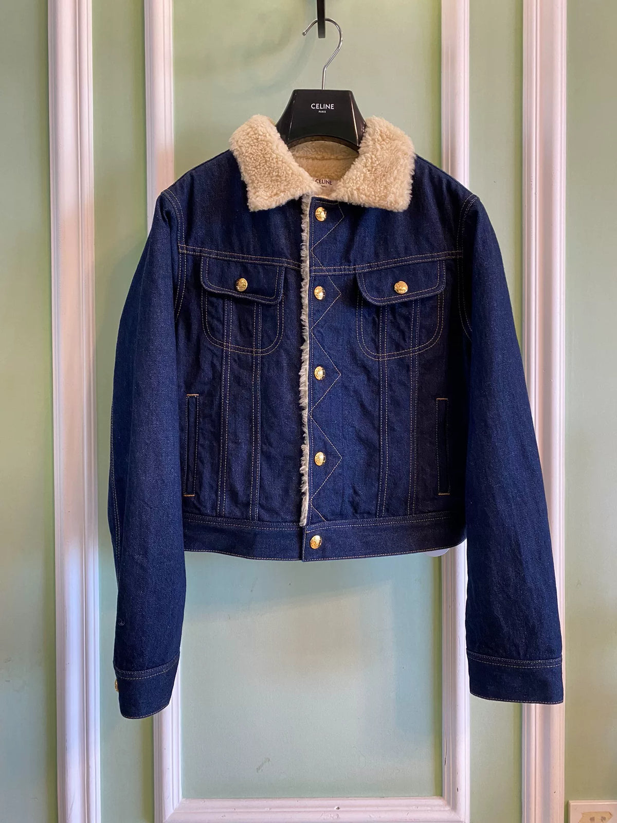 Celine Denim Shearling Collar Jacket