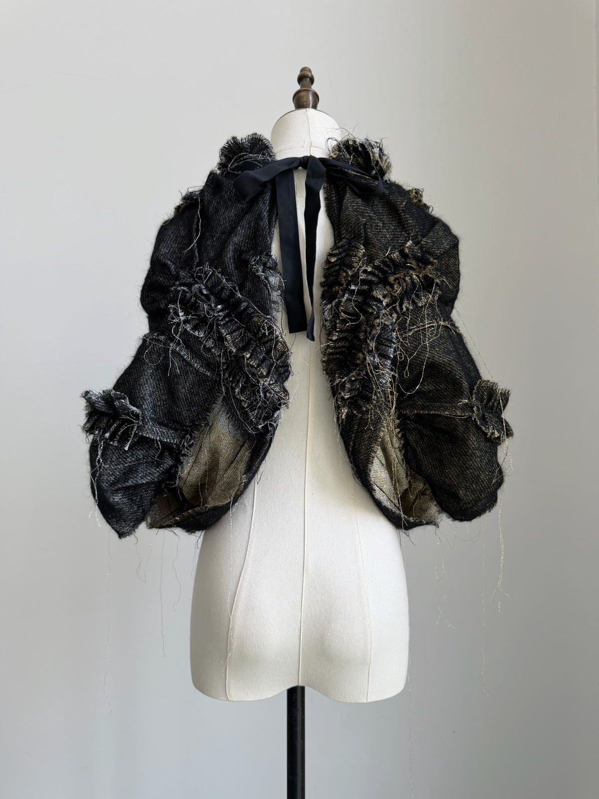 Comme Des Garcons 2008 Black Runway Top Wool Cape