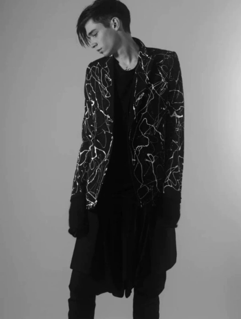 Saint Laurent Slp16ss Black White Paint-Splatter Shirt