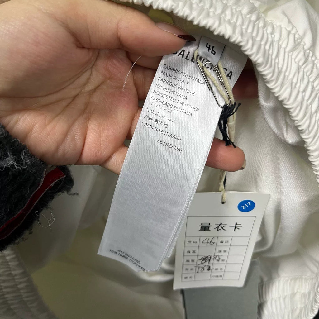 Balenciaga White Letter Print Stand-Collar Zip-Up Jacket