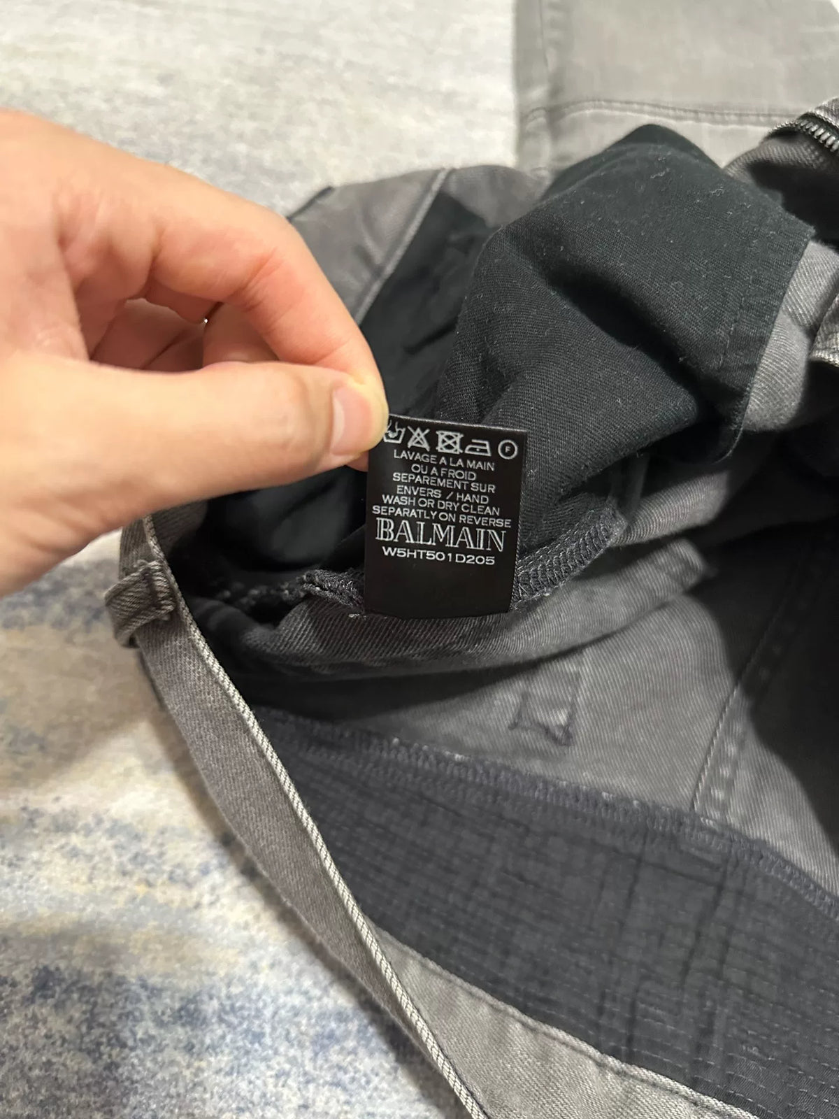 Balmain FW15 Grey Wash Biker Jeans by Olivier Rousteing