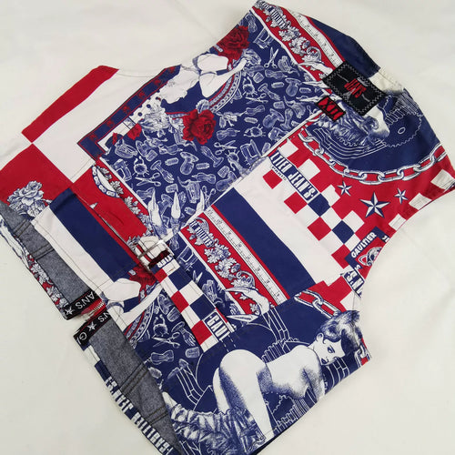 1994 Spring/Summer Jean Paul Gaultier Denim Skull Tattoo Patchwork Vest