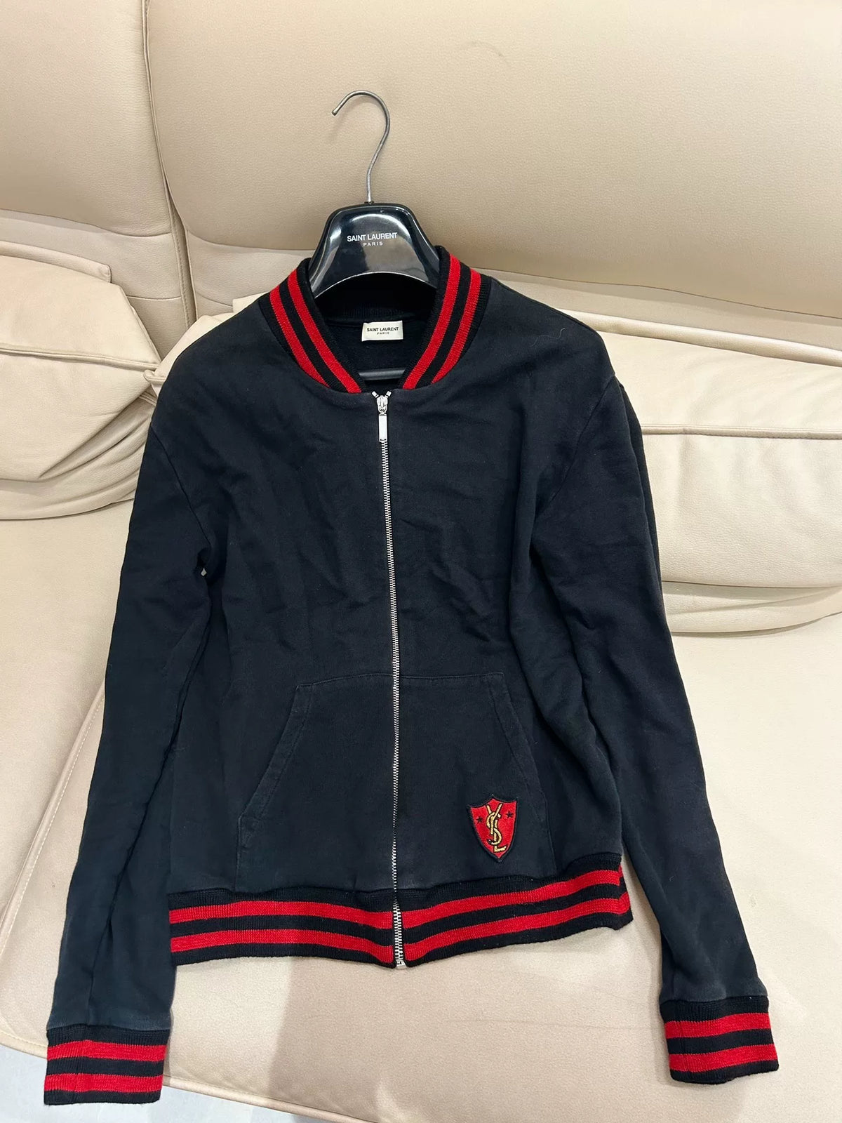 Saint Laurent FW17 Red Black Color-Block Jacket