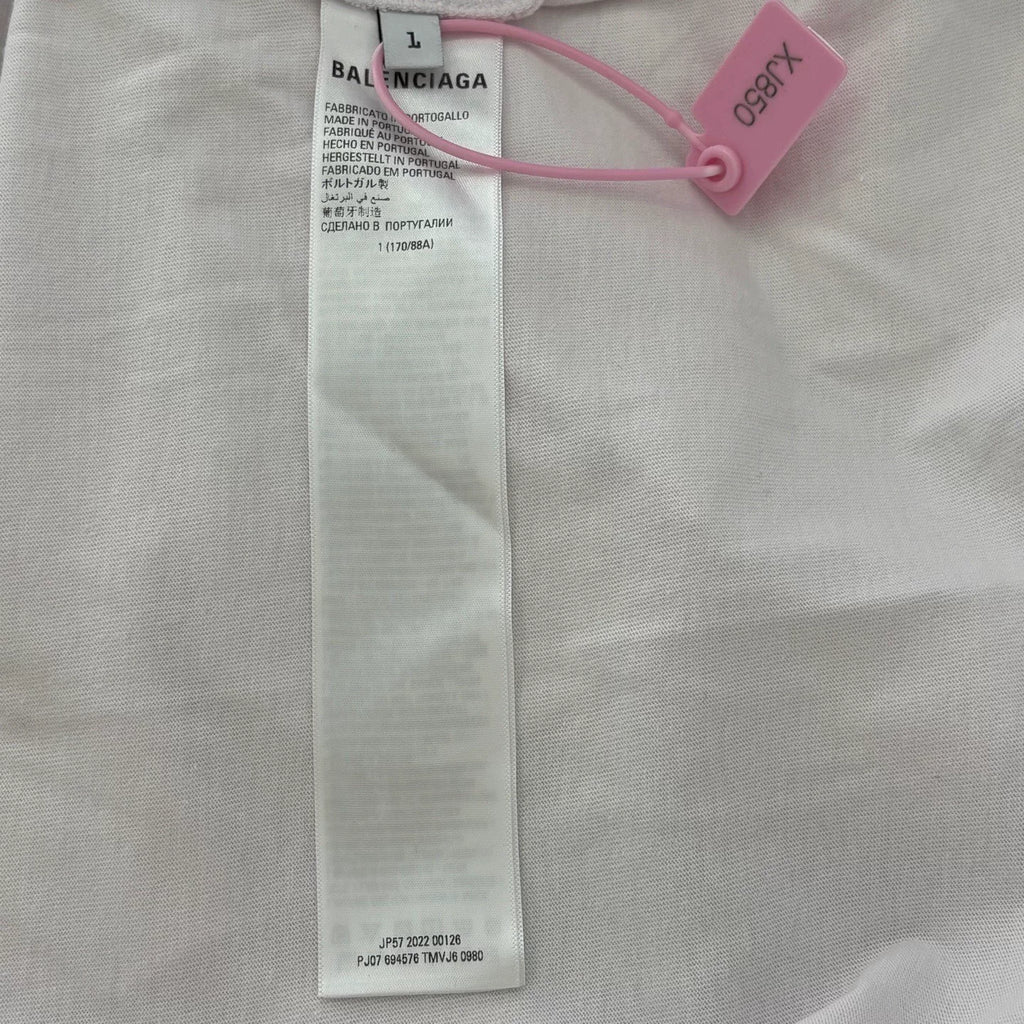 Balenciaga White Blocked Logo Letter Print Short Sleeve Top