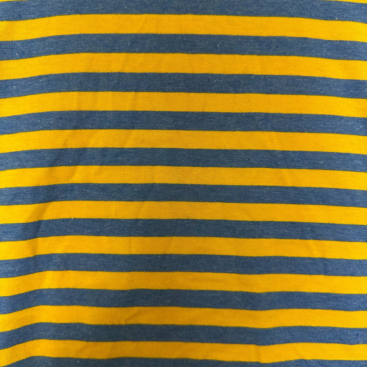Celine Yellow Blue Stripe Arc de Triomphe Embroidered Cotton Short Sleeve Top