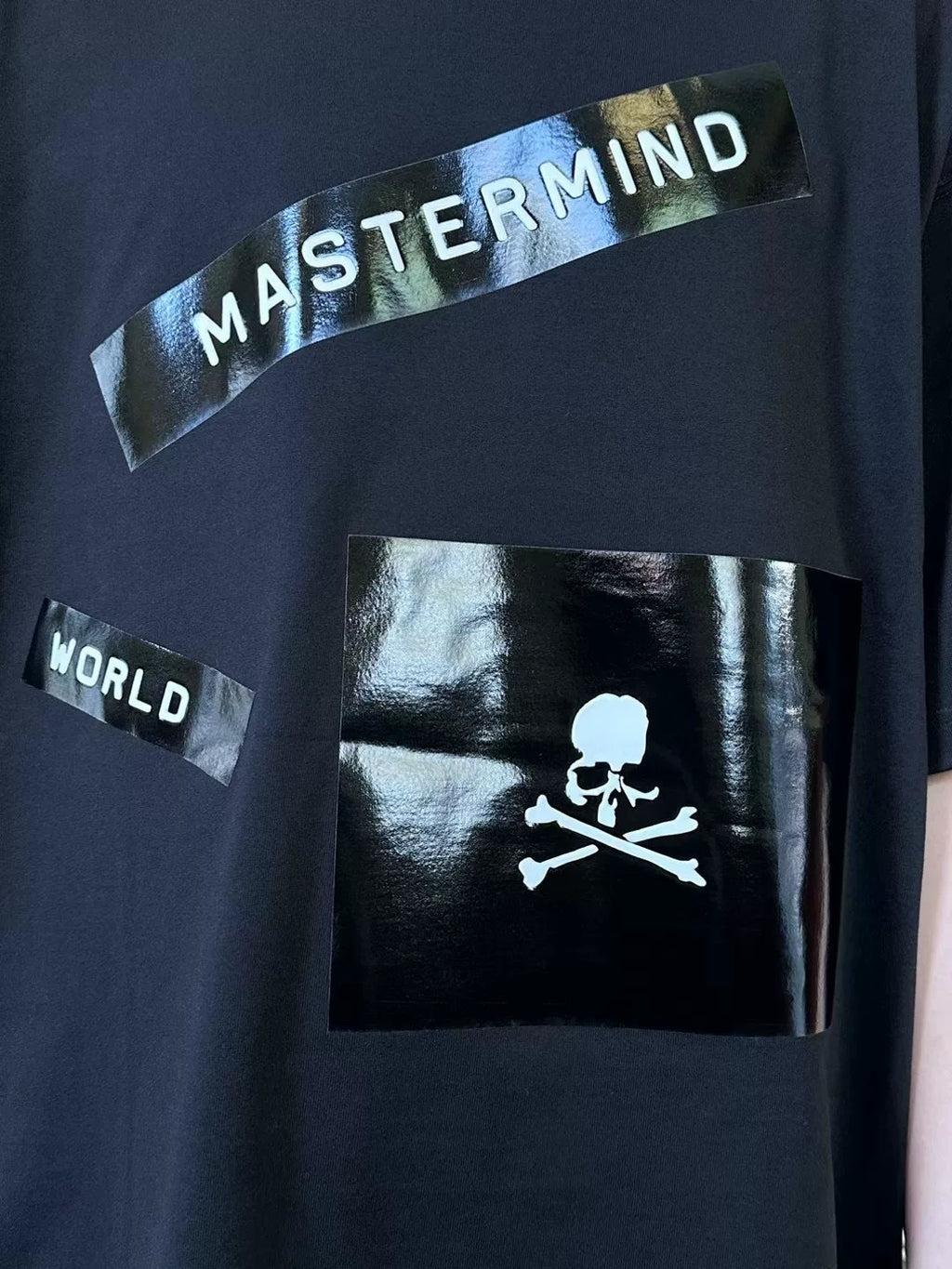 Mastermind World FW23 Black WINDFLAW Boxy Taped Suvin Giza Cotton T-Shirt