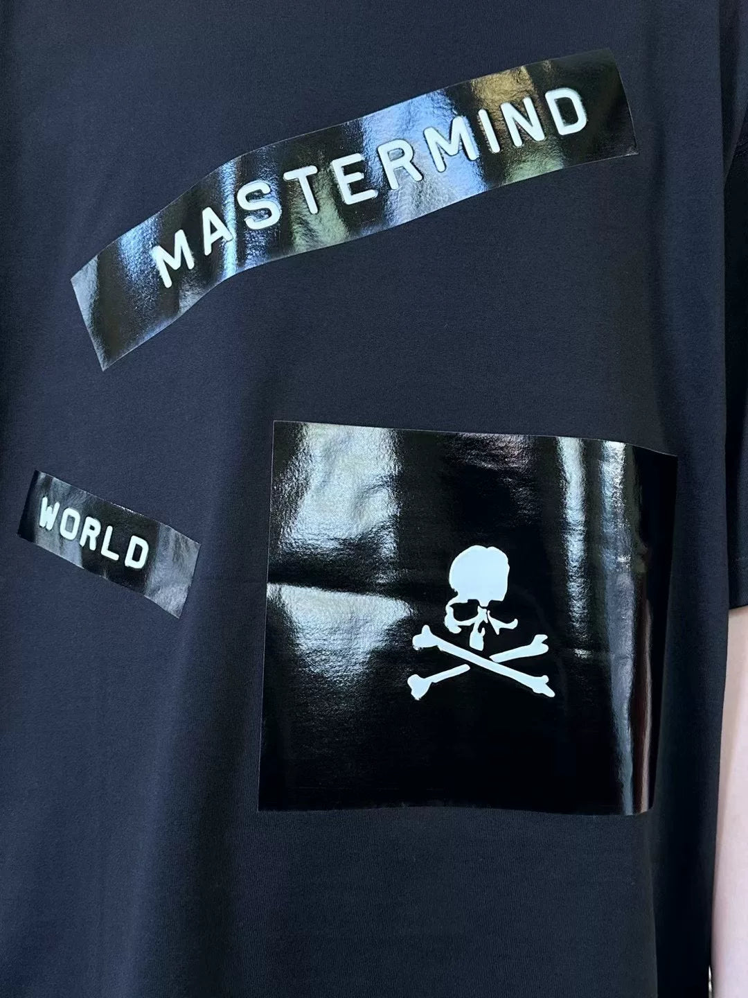 Mastermind World FW23 Black WINDFLAW Boxy Taped Suvin Giza Cotton T-Shirt