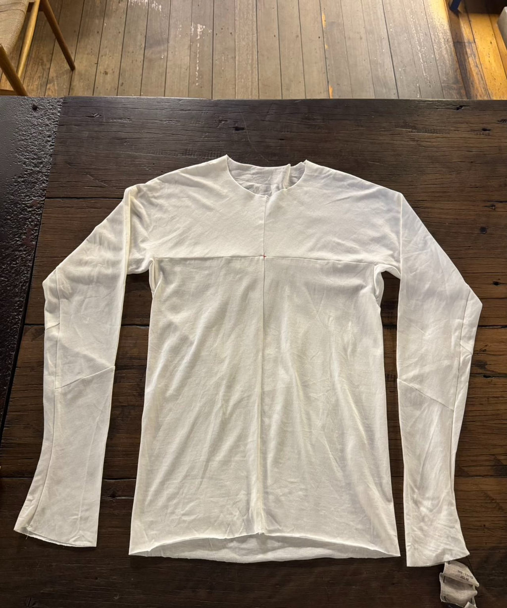 M.A+ SS20 White One Piece Cross-Cut Cotton Long Sleeve Tee
