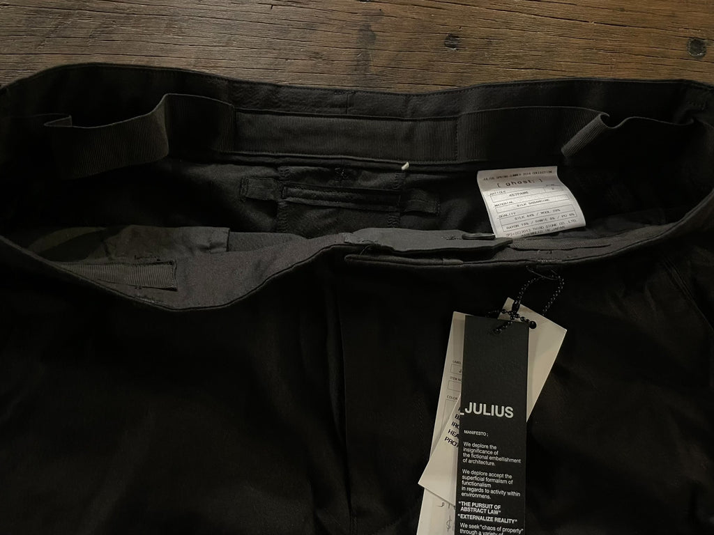 Julius SS14 Black Open Knee Ghost PU6 Silk Trousers