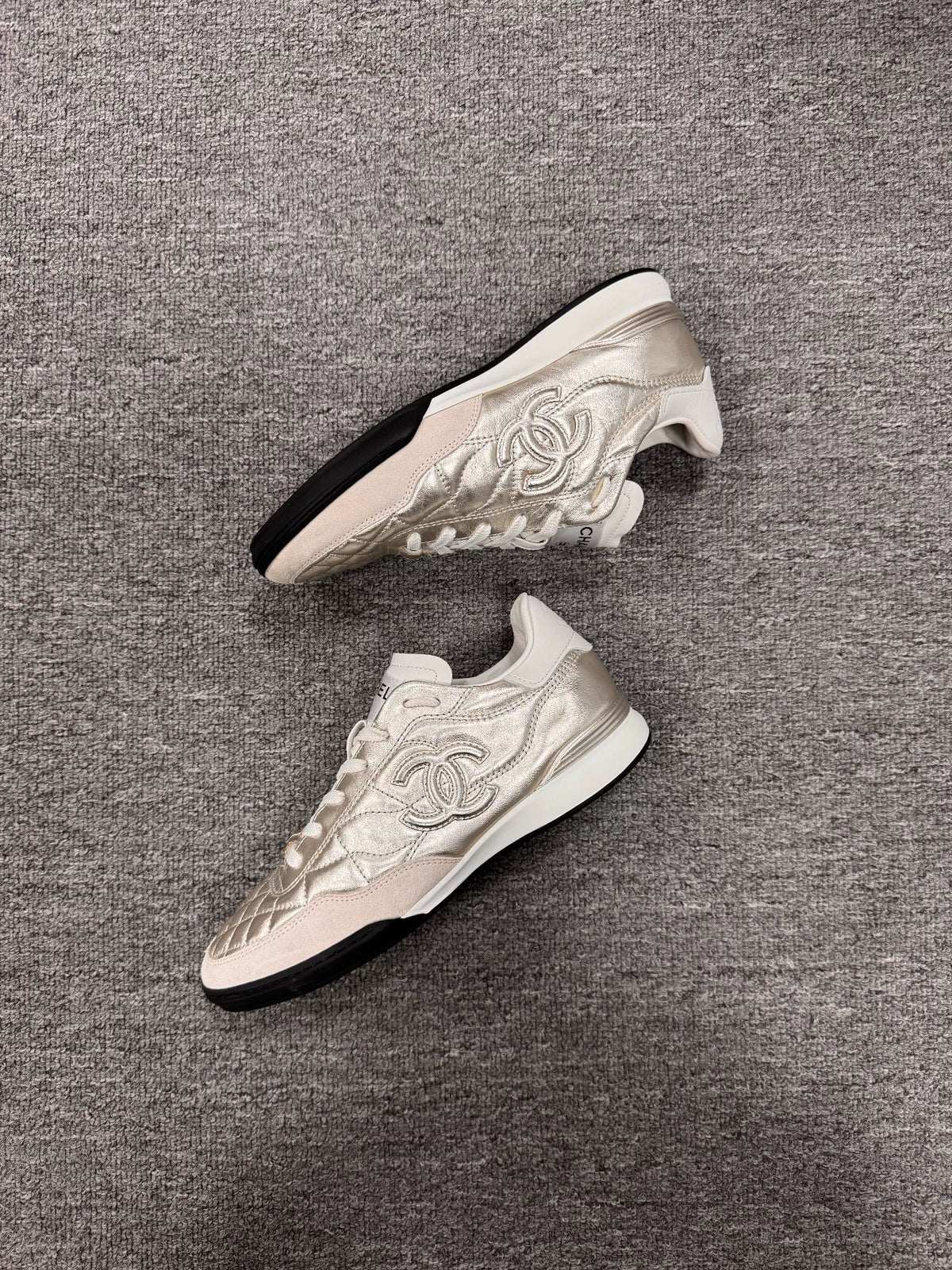 Chanel 25s Black Double C Logo German Army Trainers