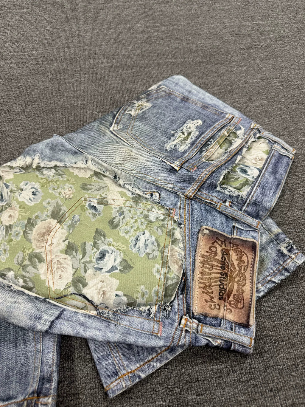Acne Studios SS26 Floral Washed Denim Shorts
