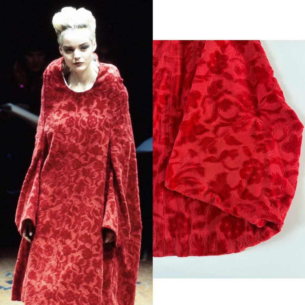 Comme Des Garcons Rei Kawakubo 1996 Main Line Red Flower Flocked Skirt