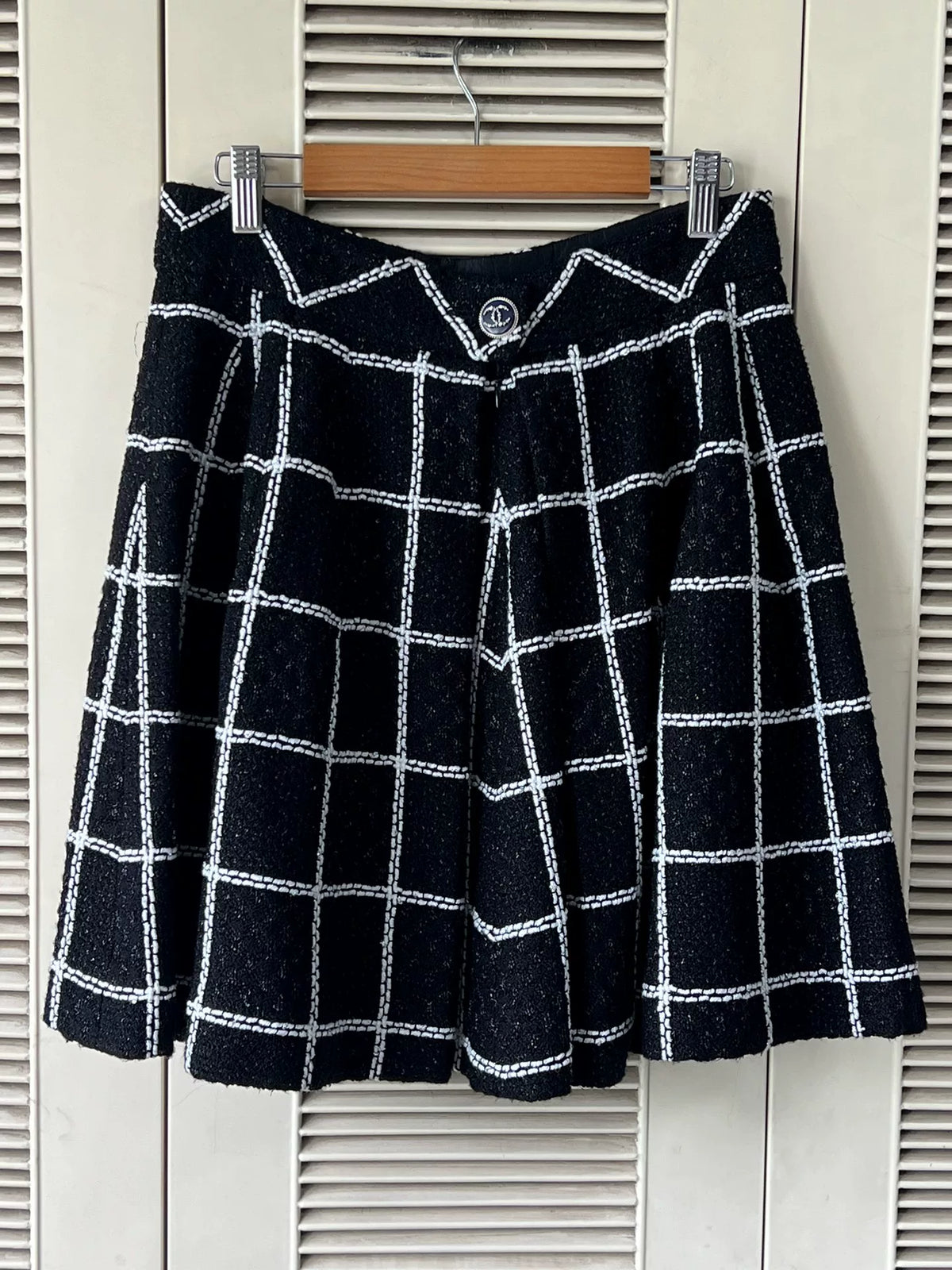 CHANEL Black and White Check Skirt