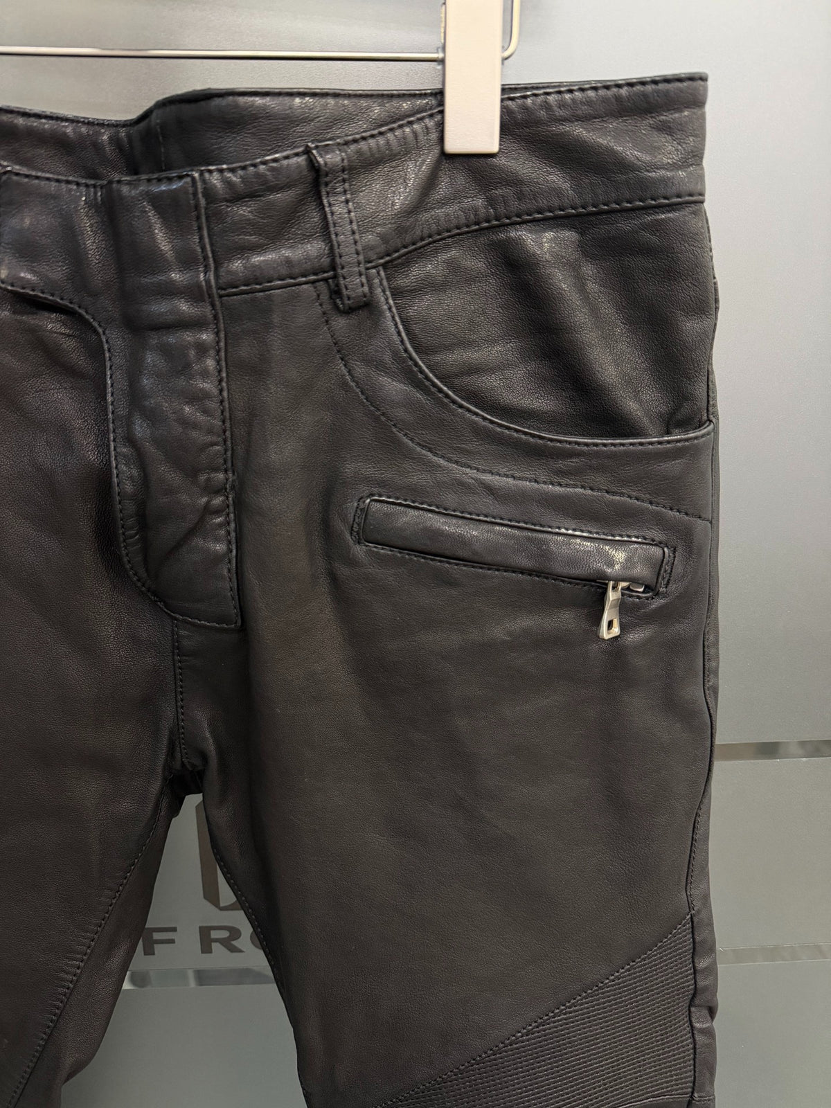 Balmain biker leather pants