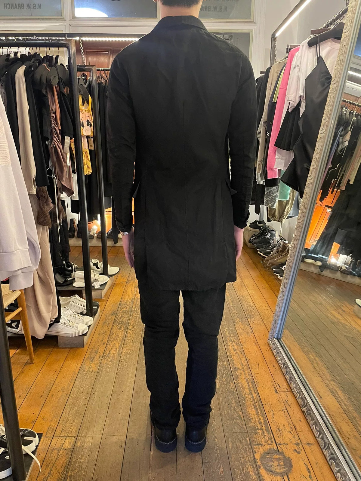 Layer-0 SS18 Black H-Shape Long Blazer Cotton Alessio