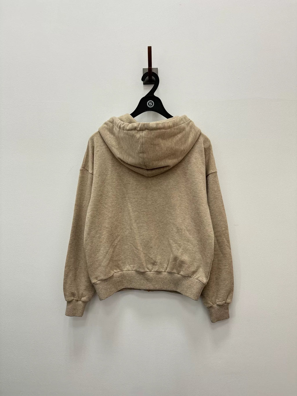 Celine FW25 Cream Logo Embroidered Hooded Zip-Up Jacket
