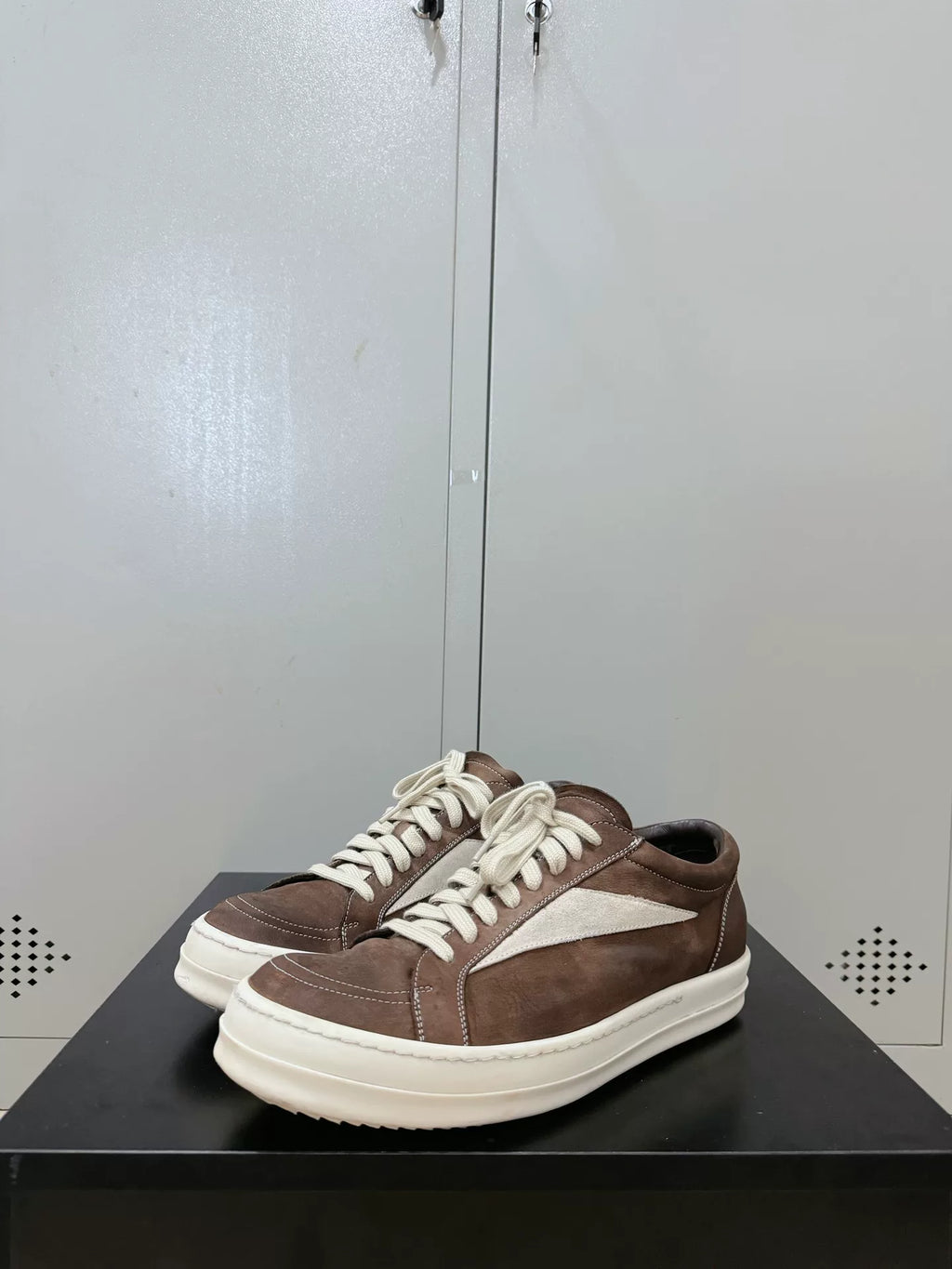 Rick Owens Brown Buffalo Leather Sneakers