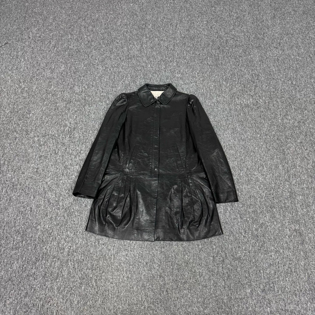 Miu Miu silk lining lamb leather shirt-style dress