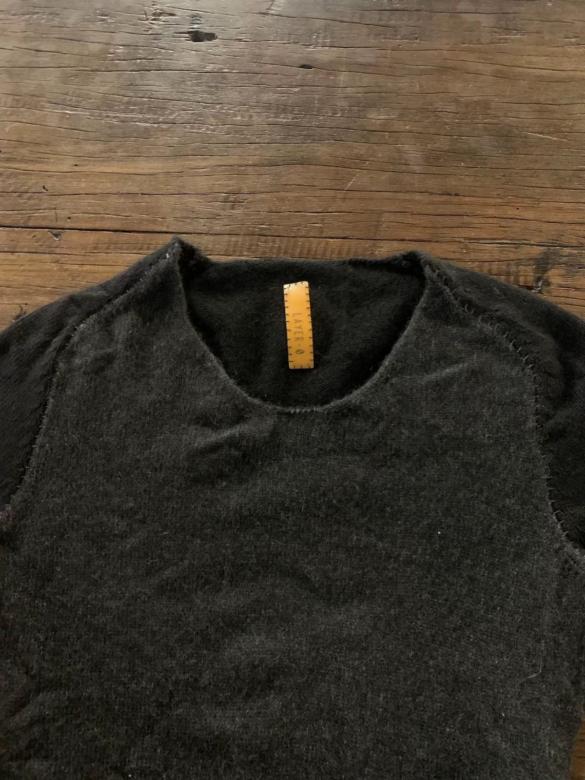 Layer-0 FW18 Grey Black Hand-Stitched Patchwork Cashmere Silk Sweater