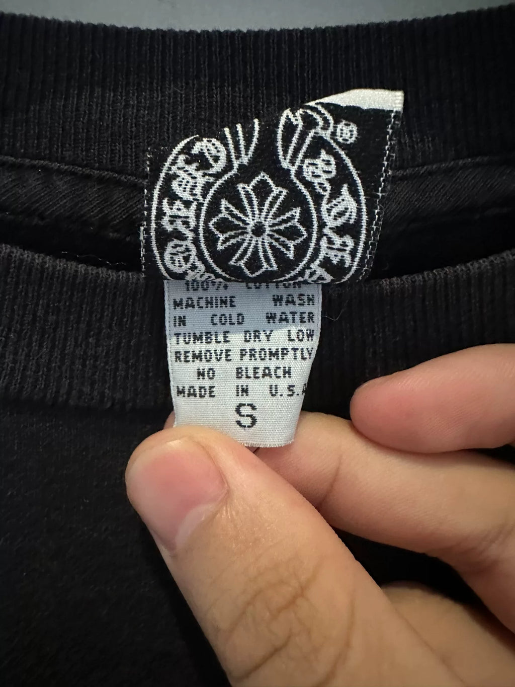 Chrome Hearts 1990s Gray Vine Sword Cross Horseshoe Print Long Sleeve Top