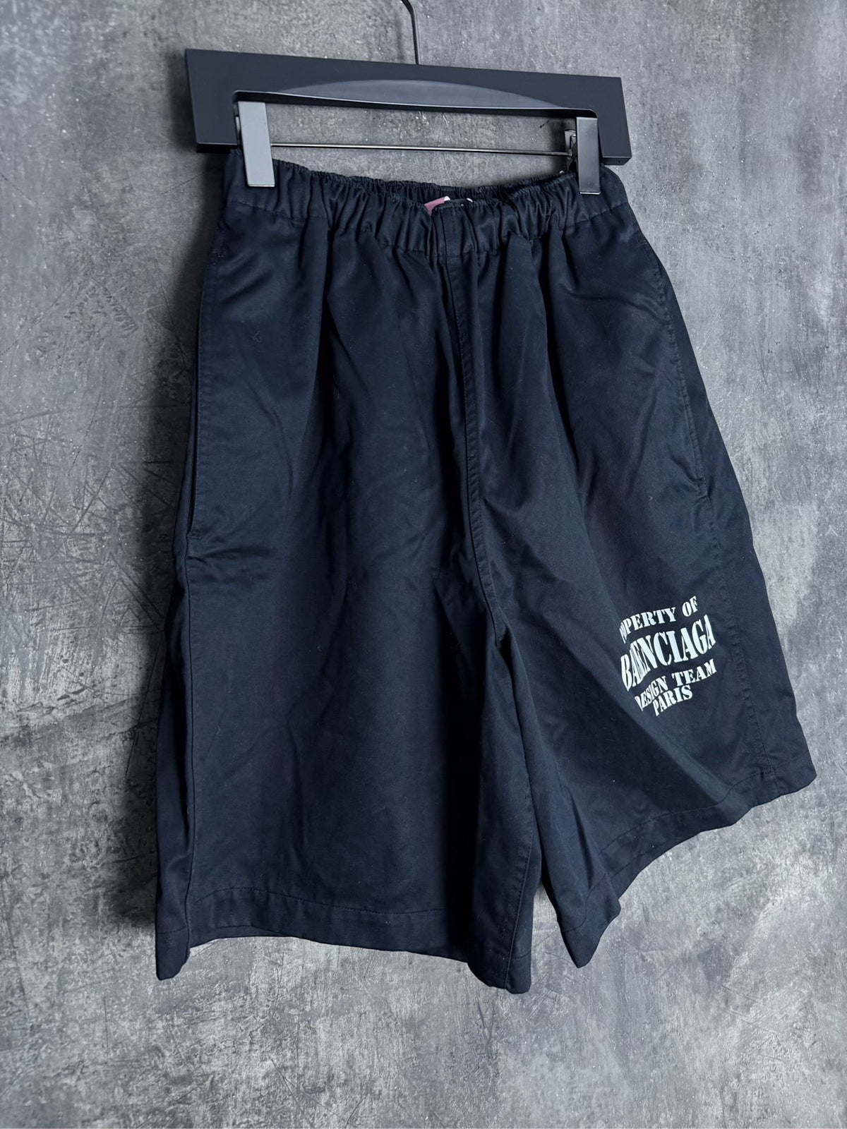 Balenciaga Black Slogan Nylon Shorts