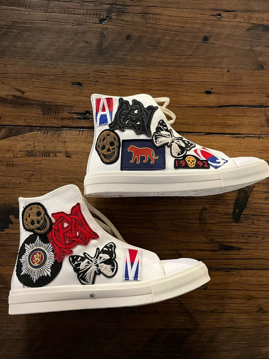 Alexander McQueen SS17 White Badge Canvas High-Top Sneakers
