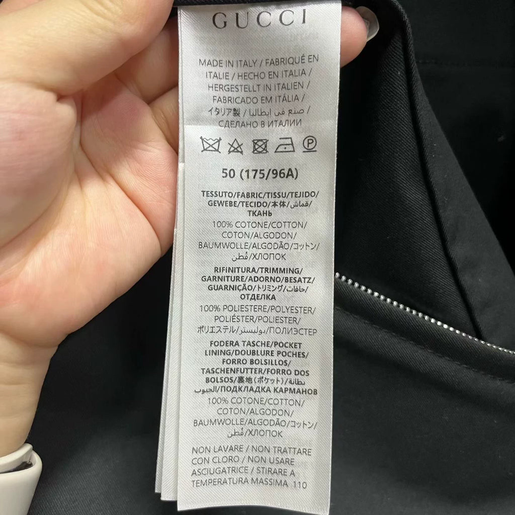 Gucci Black Cotton Poplin Grid Pattern Jacket