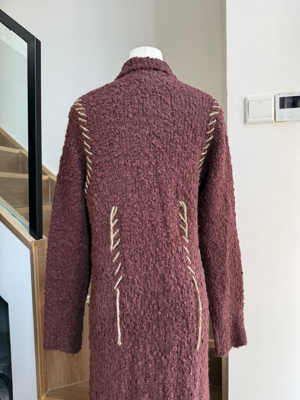 Namacheko FW20 Hand-Stitched Contrasting Thread Knit Coat