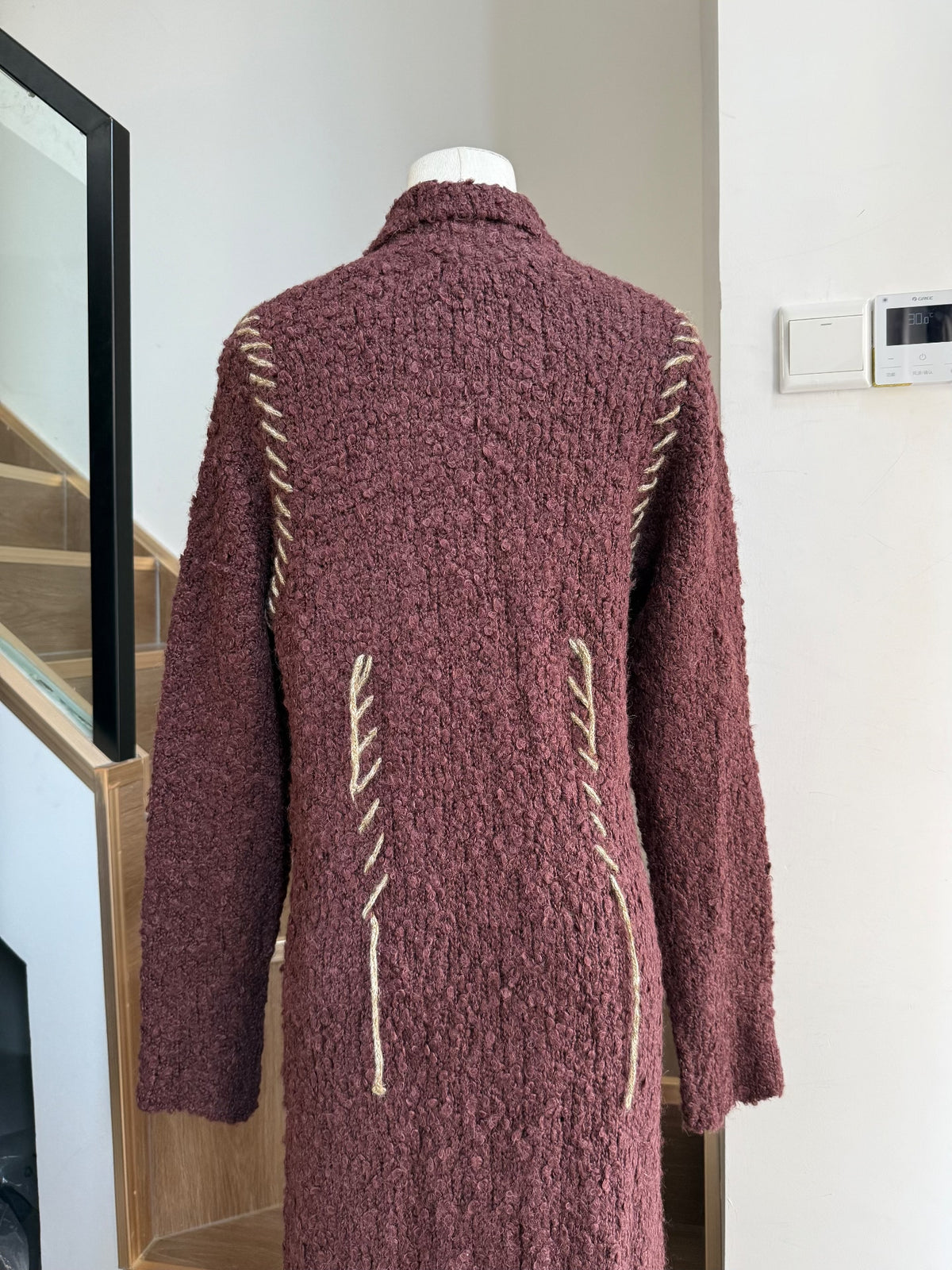 Namacheko FW20 Hand-Stitched Contrasting Thread Knit Coat