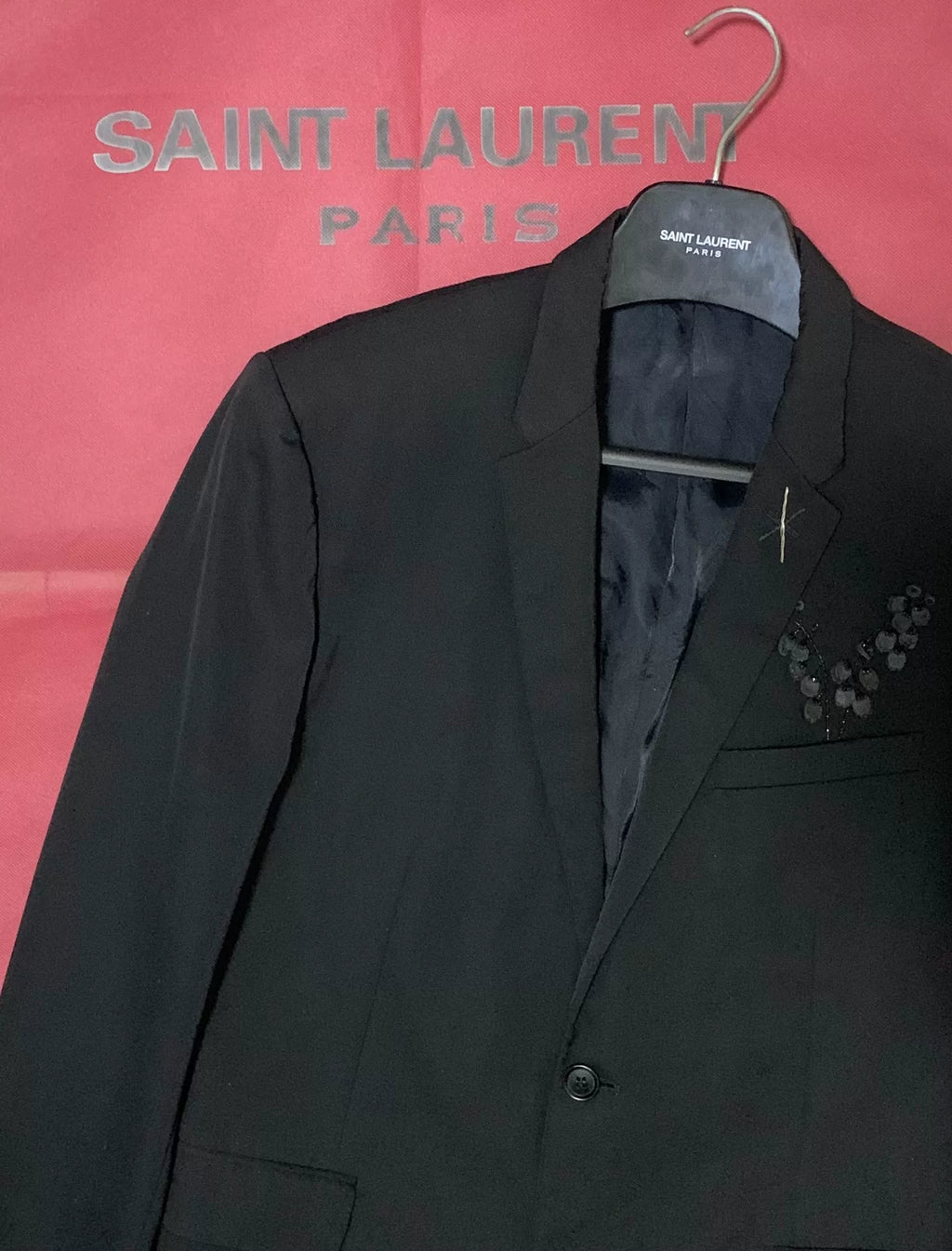 Dior Homme SS18 Black Lily of The Valley Beaded Blazer