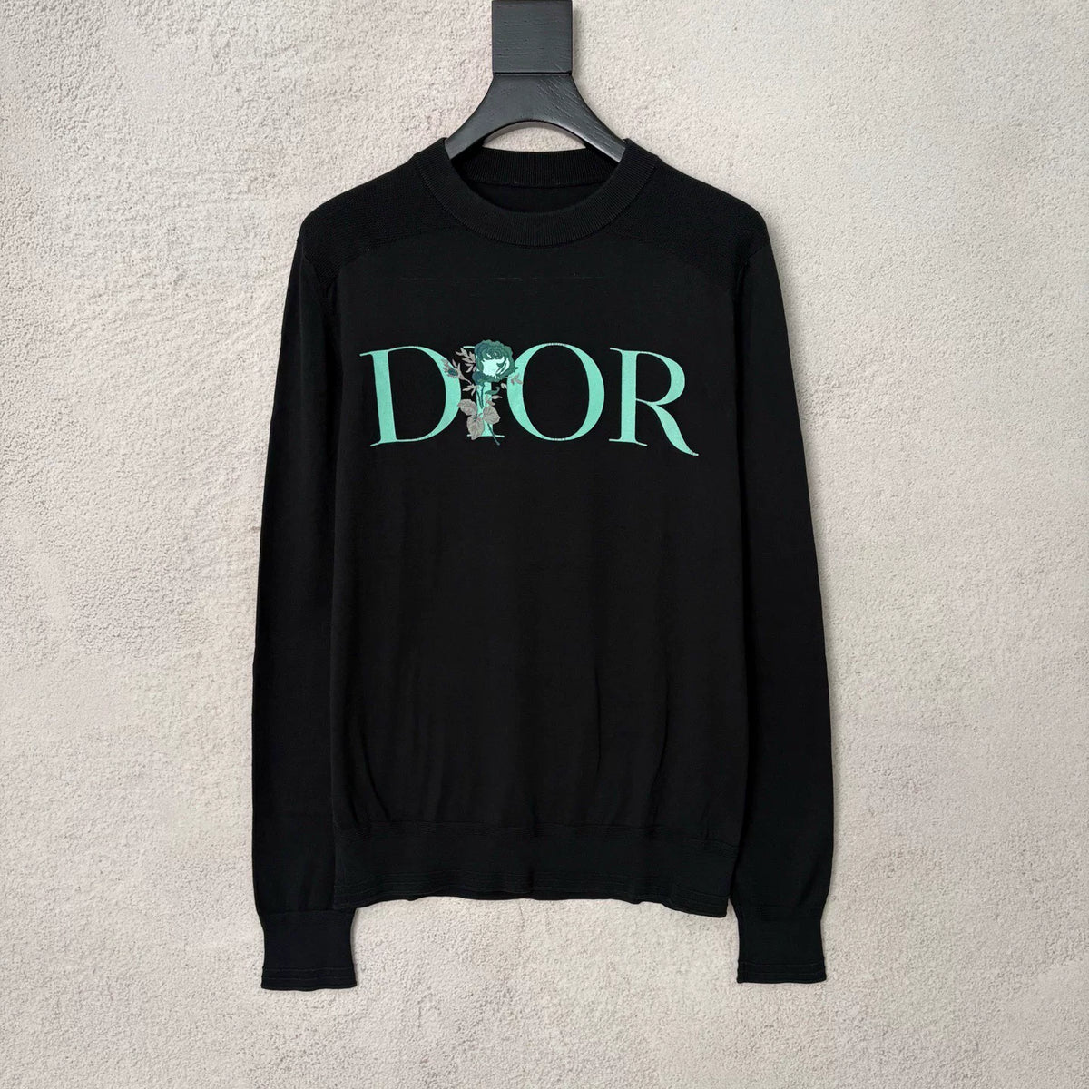 Dior Floral Embroidered Logo Cashmere Sweater