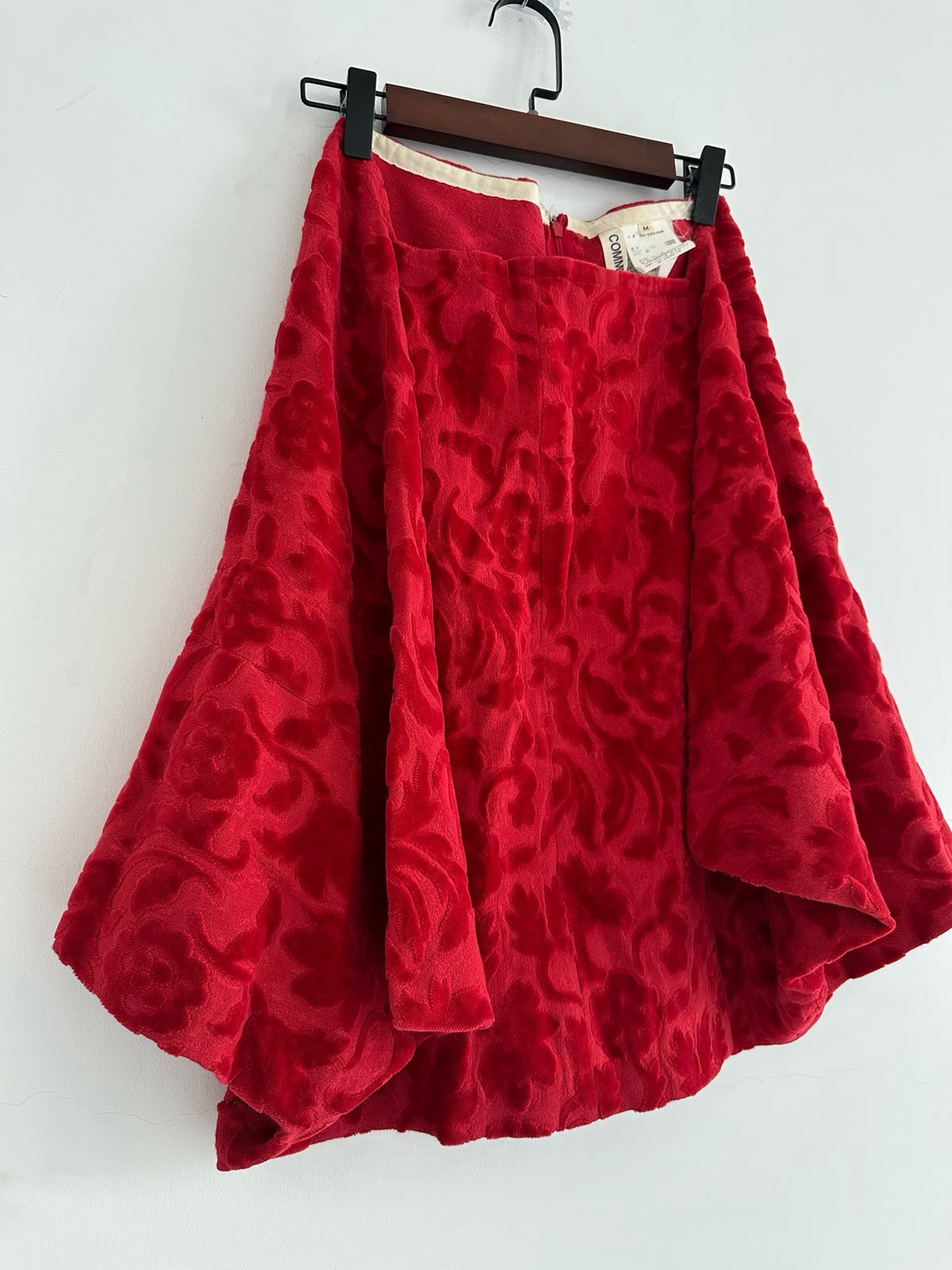 Comme Des Garcons Rei Kawakubo 1996 Main Line Red Flower Flocked Skirt