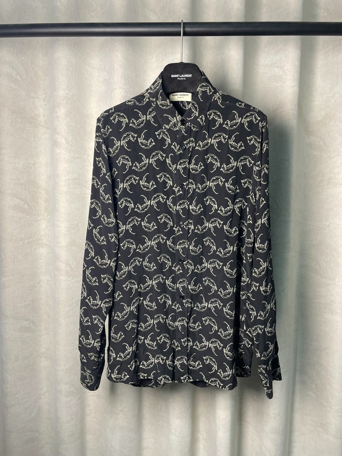 Saint Laurent FW13 Fox Print Silk Shirt