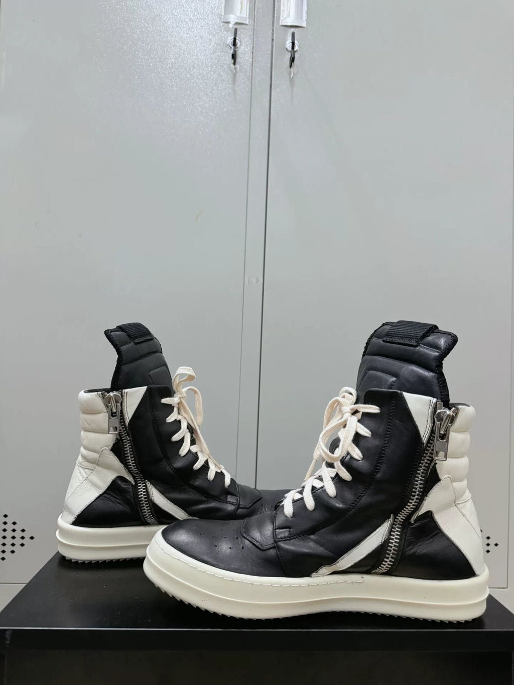 Rick Owens Black and White Inverted-Triangle Sneakers