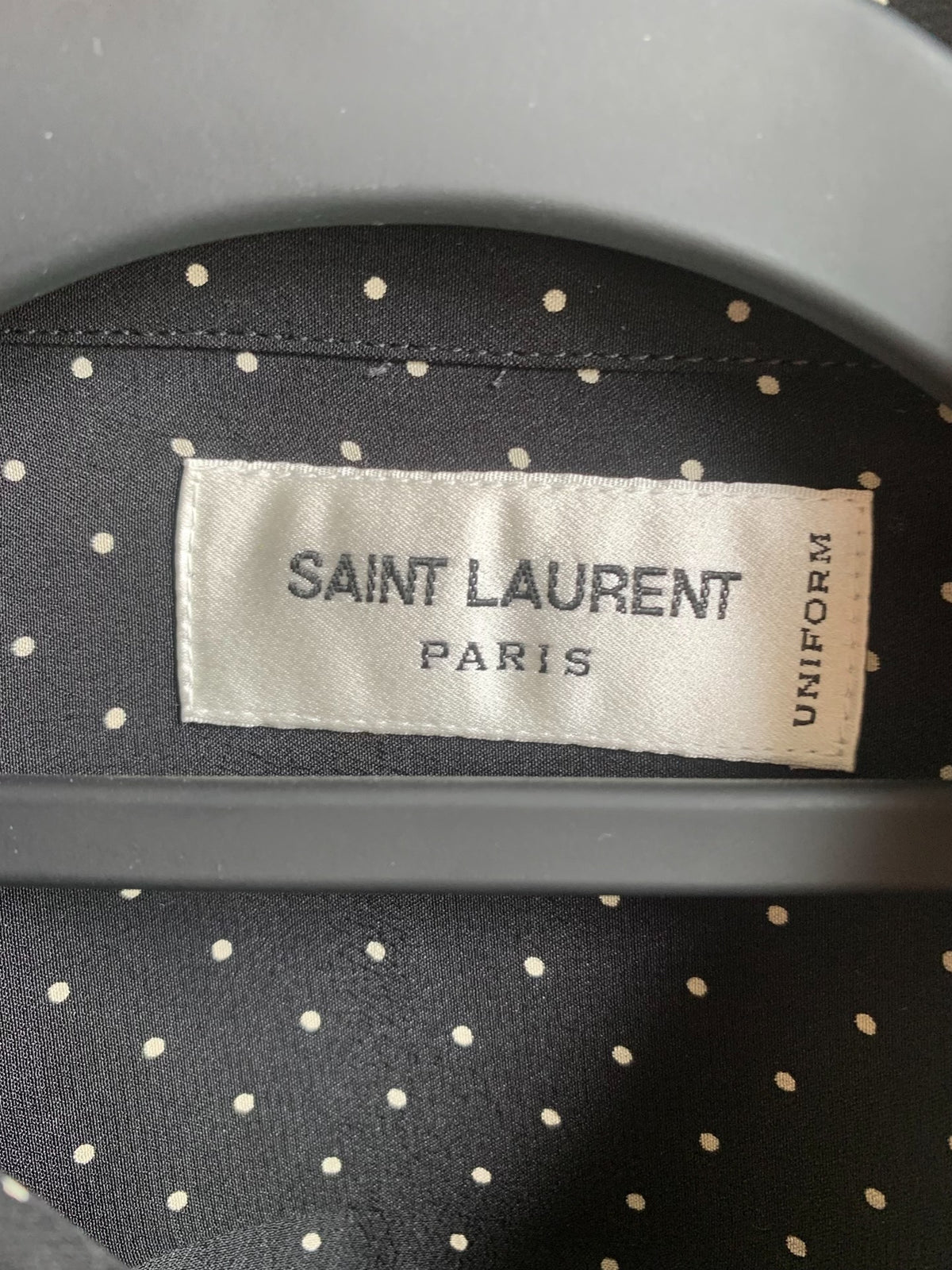 Saint Laurent Black Polka Dot Collared Shirt
