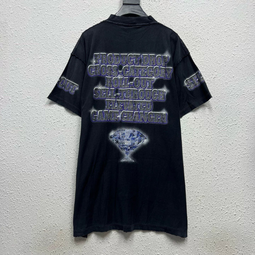 Balenciaga SS24 Black Washed Short Sleeve Top