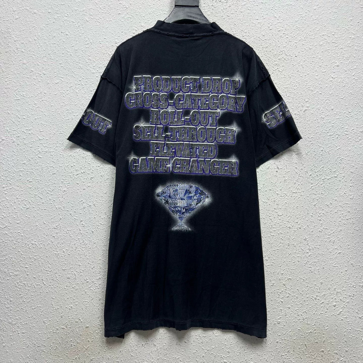 Balenciaga SS24 Black Washed Short Sleeve Top