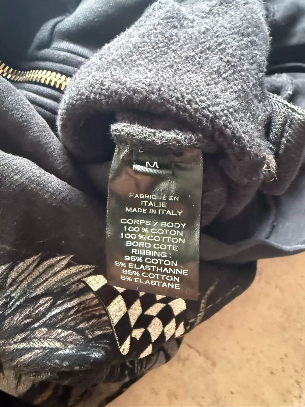 Balmain Black Zipper Check Tiger Head Snake Hooded Sweater