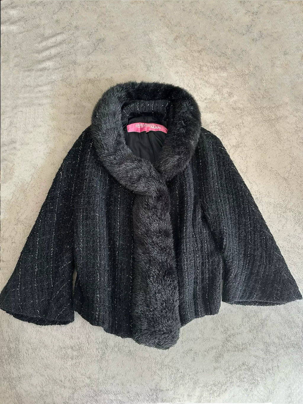 Junya Watanabe fur-trimmed tweed coat