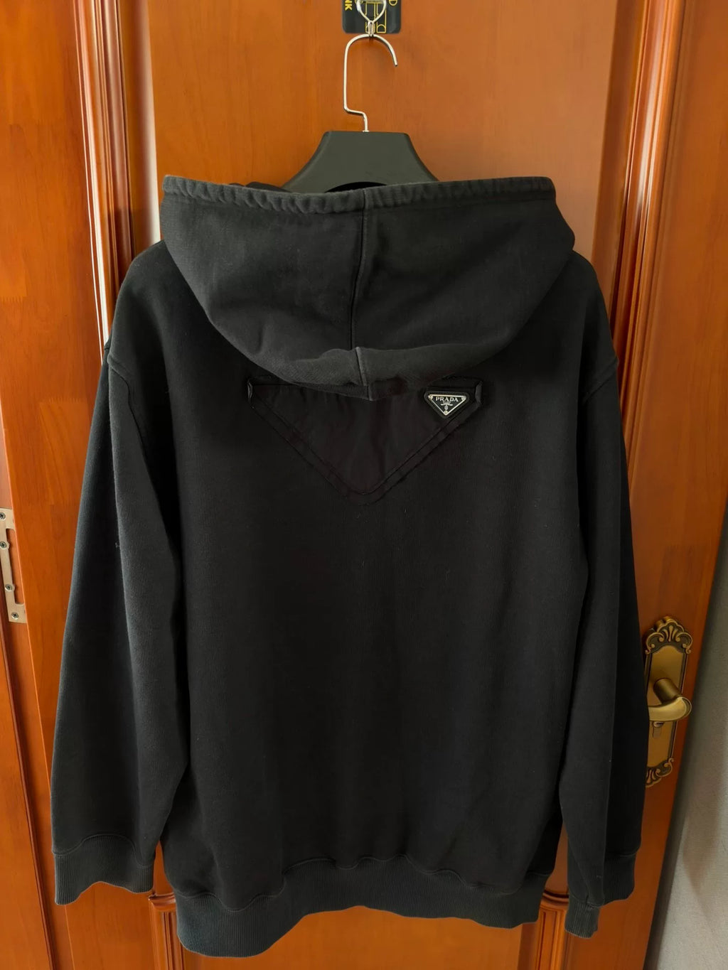 Prada Black Letter Print Hooded Sweatshirt