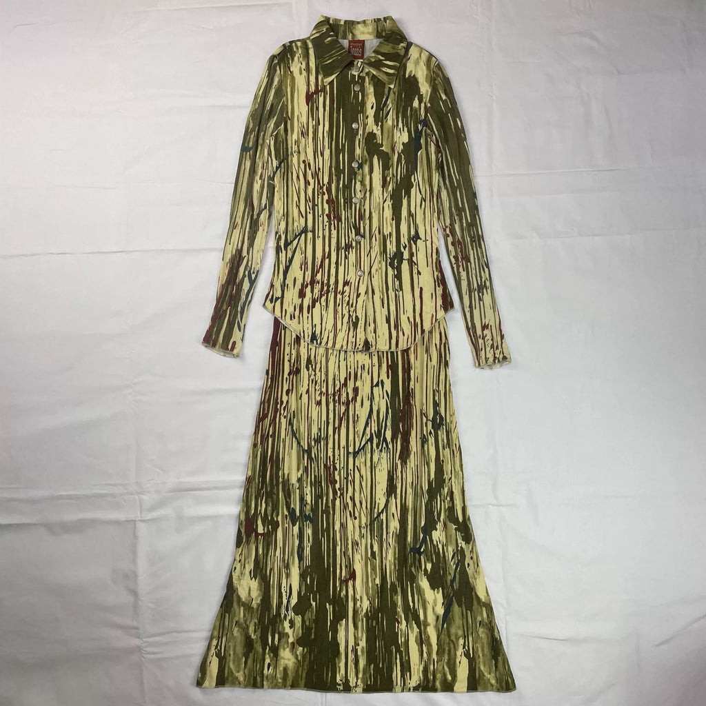 1996 Jean Paul Gaultier Blood-Dripping Stretch Shirt and Skirt Set