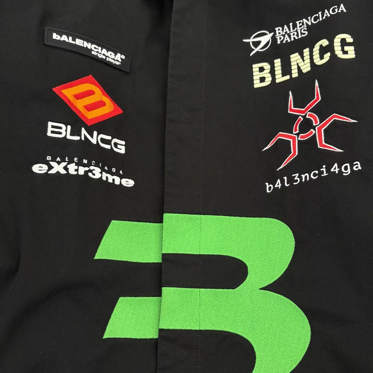 Balenciaga Game Badge Glow Embroidered Short Sleeve Shirt